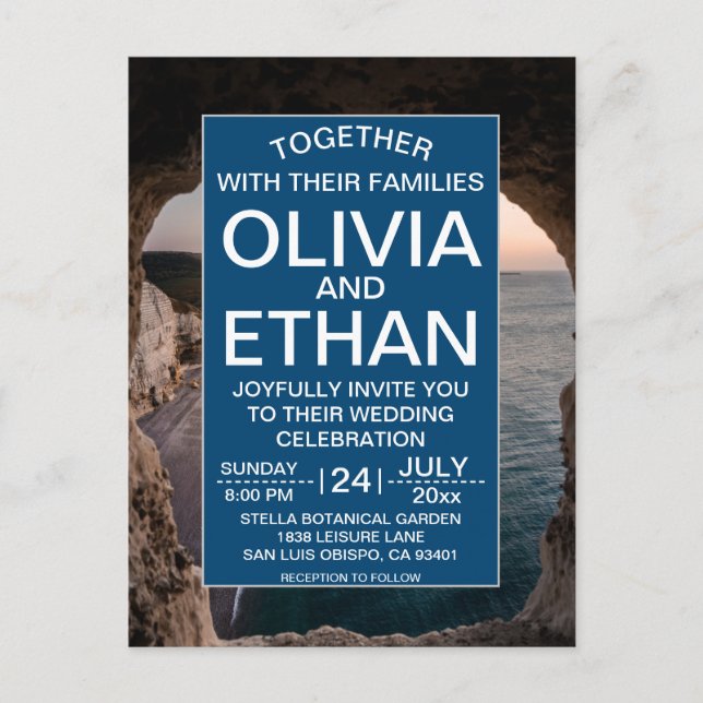 Elegante Küstenstrasse Sommerstrand Hochzeit Postkarte (Vorderseite)