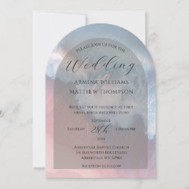 Elegante Küstenwave Arch Beach Hochzeit Einladung