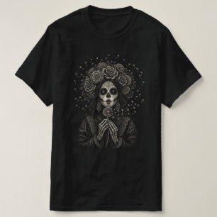 Elegante La Catrina Floralskelett-Kunst T-Shirt