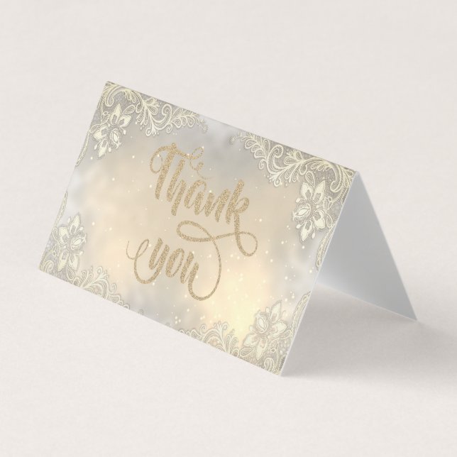Elegante Lace Gold Glittery Dankeschön Card Visitenkarten (Vorderseite)