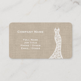 Elegante Lace Wedding Dress Burlap Business Card Visitenkarte