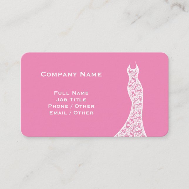 Elegante Lace Wedding Dress pink Visitenkarte (Vorderseite)