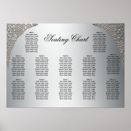 Elegante Lacework Silver Wedding Reception Sitzpla Poster