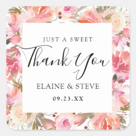 Elegante Lachs Rosa Gastgeschenk Hochzeit Quadratischer Aufkleber