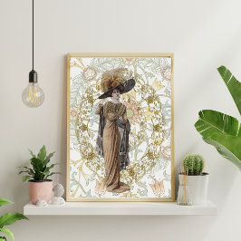 Elegante Lady auf der Dekoupage der Blume Seidenpapier