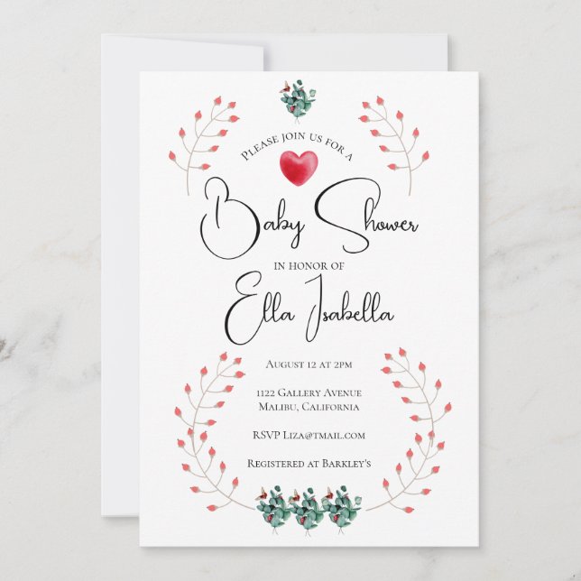 Elegante Lady Bug Floral Baby Shower Einladung (Vorderseite)