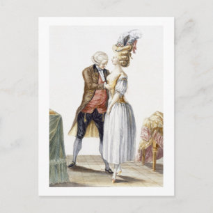 Elegante Lady in einem Fitting mit ihrem Schneider Postkarte