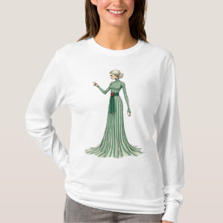 Elegante Lady in gestreiftem grünem Gewand T-Shirt