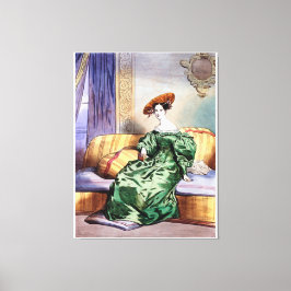 Elegante Lady in Green Gown - Viktorianische Kunst Leinwanddruck