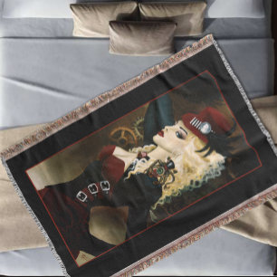 Elegante Lady Steampunk viktorianische rote Uhrwer Decke