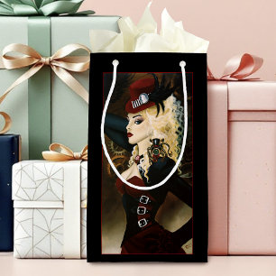 Elegante Lady Steampunk viktorianische rote Uhrwer Kleine Geschenktüte