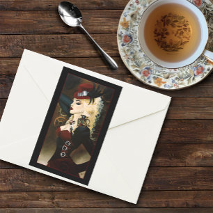 Elegante Lady Steampunk viktorianische rote Uhrwer Rechteckiger Aufkleber