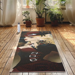 Elegante Lady Steampunk viktorianische rote Uhrwer Yogamatte