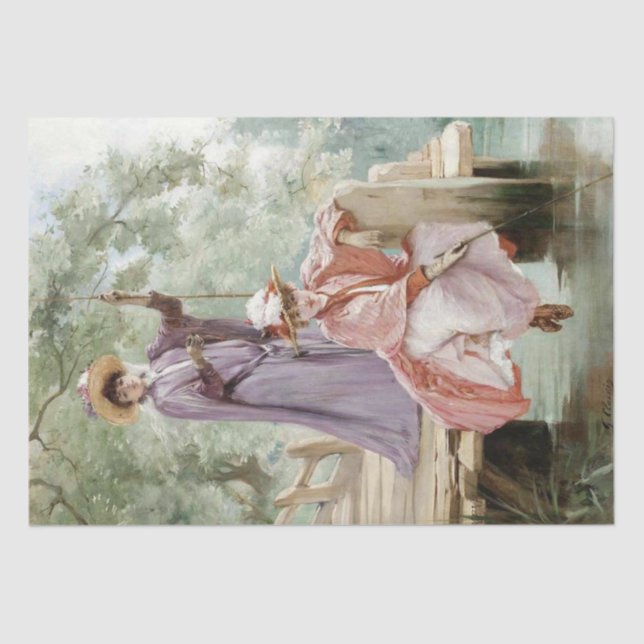 Elegante Ladys Angeln auf Anker in Natur Entdeckun Seidenpapier (Vorderseite)