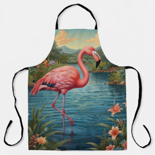 Elegante Lagune mit rosa Flamingo tropisches Parad Schürze