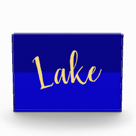 Elegante Lake Script Iconic Deep Royal Summer Blue Fotoblock