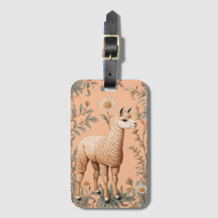 Elegante Lama und Daisy Blume auf Peach Gepäckanhänger