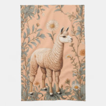 Elegante Lama und Daisy Blume auf Peach