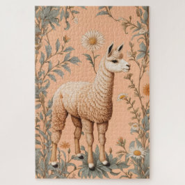 Elegante Lama und Daisy Blume auf Peach Puzzle