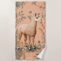 Elegante Lama und Daisy Blume auf Peach