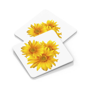 Elegante ländliche gelbe Sonnenblumen-Hochzeit im Rechteckiger Pappuntersetzer