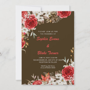 Elegante ländliche rote Rosen lila Hochzeit Einladung