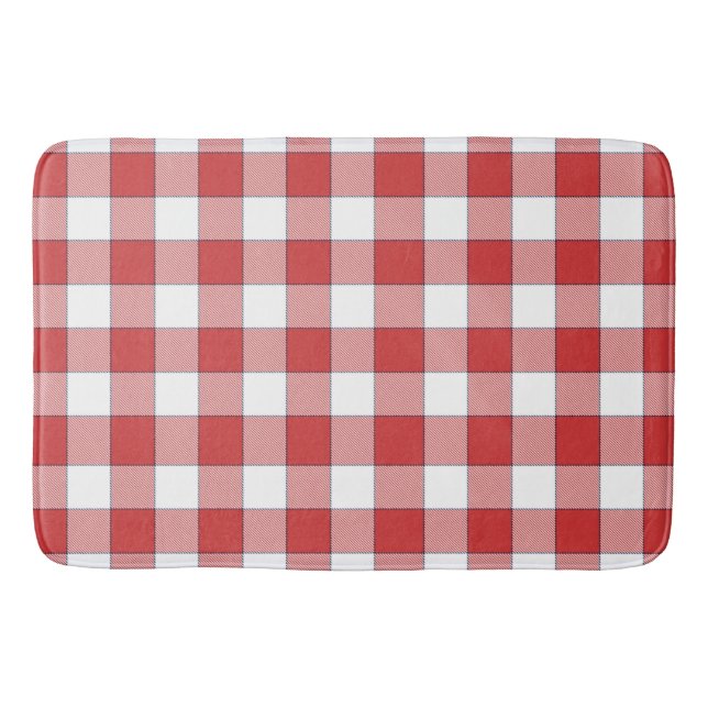 Elegante Landschaft Picnic White Red Checkered Badematte (Vorderseite)