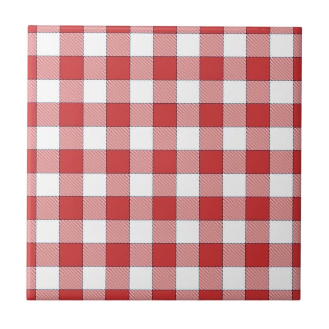 Elegante Landschaft Picnic White Red Checkered Fliese (Vorderseite)