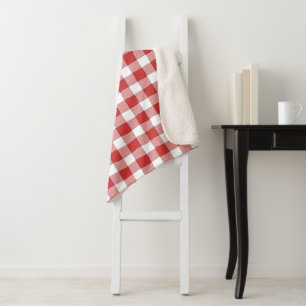 Elegante Landschaft Picnic White Red Checkered Sherpadecke