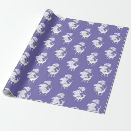 Elegante Landschaft Toile Deer on Periwinkle Blue Geschenkpapier