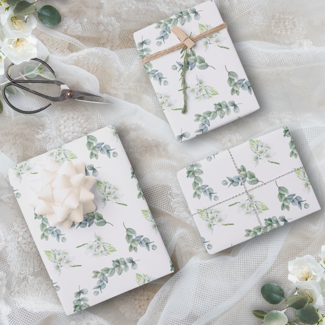 Elegante Landschaft Wasserfarben Botanisches Folia Geschenkpapier Set (This elegant wrapping paper features soft greenery and is perfect for weddings and bridal showers)