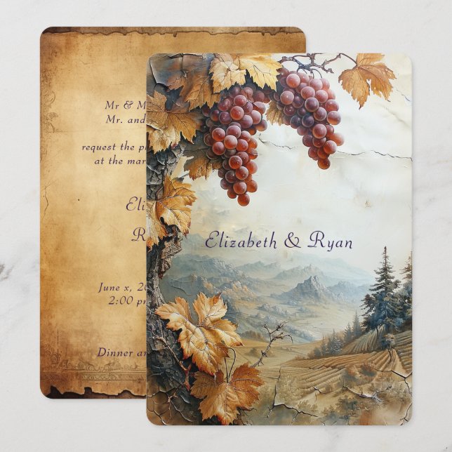 Elegante Landschaft Weinroute Mendrisiotto Einladung (Vorne/Hinten)