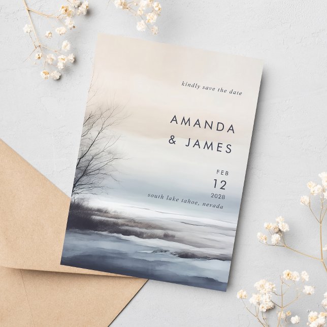Elegante Landschaftliche Abstrakte Landschaft Wint Save The Date (Von Creator hochgeladen)