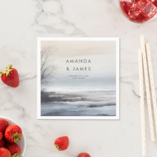 Elegante Landschaftliche Abstrakte Landschaft Wint Serviette