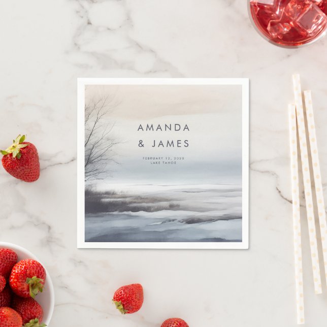 Elegante Landschaftliche Abstrakte Landschaft Wint Serviette (Beispiel)