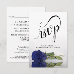 Elegante langstielige navyblaue Rosenhochzeit RSVP Karte