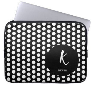 Elegante Laptop-Hülle mit Monogramm in Schwarz Laptopschutzhülle