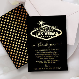 Elegante Las Vegas Hochzeit Danke Folieneinladung