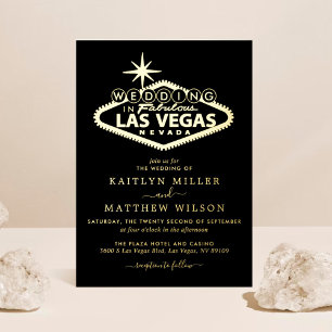 Elegante Las Vegas Zielhochzeit Echt Folieneinladung
