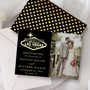 Elegante Las Vegas Zielort Hochzeitsankündigung Folieneinladung