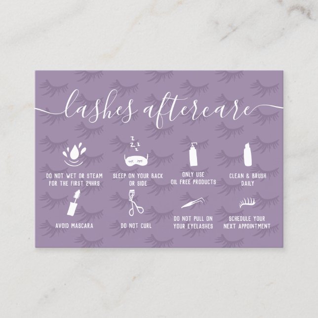 Elegante Lashes lila Illustrationen Visitenkarte (Vorderseite)