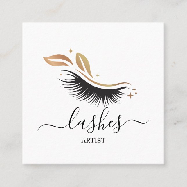 Elegante Lashes Quadratische Visitenkarte (Vorderseite)