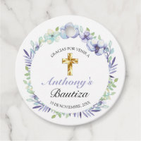 Elegante Lavanda Cruz De Oro Bautizo