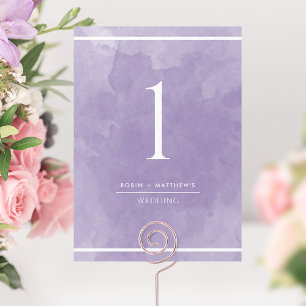 Elegante Lavendel-Aquarell-Tischnummer