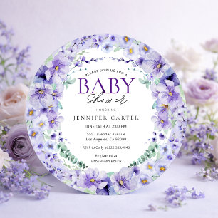 Elegante Lavendel Blumen Baby Shower Lila Einladung