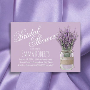 Elegante Lavendel-Blumen Glas Violette Hochzeitsdu Einladung