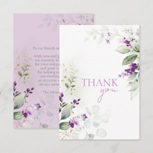Elegante Lavendel-Blumen-Hochzeit Danke