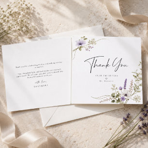 Elegante Lavendel-Blumen-Hochzeit-Dankeskarten Dankeskarte