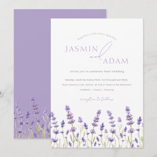 Elegante Lavendel-Blumen-Hochzeit im Frühling Einladung