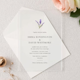 Elegante Lavendel-Blumen-Minimalist-Hochzeit Acryleinladungen